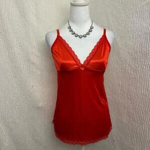 Tracy Babydoll Tank Top Size Small Silky Lace Bow Lingerie Style Y2K Cute